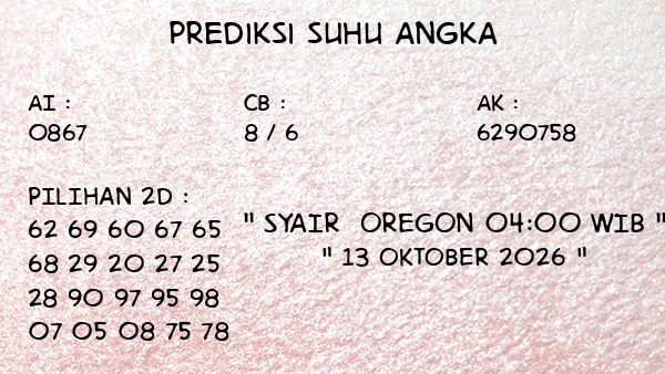 Prediksi Oregon 04:00 WIB