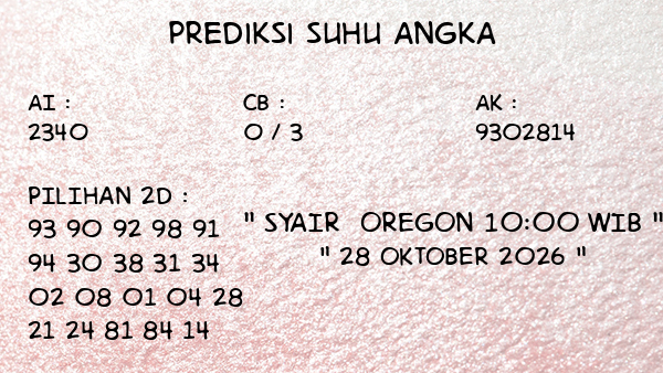 Prediksi Oregon 10:00 WIB