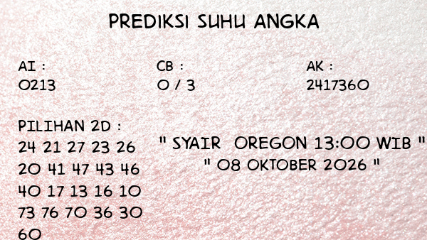Prediksi Oregon 13:00 WIB