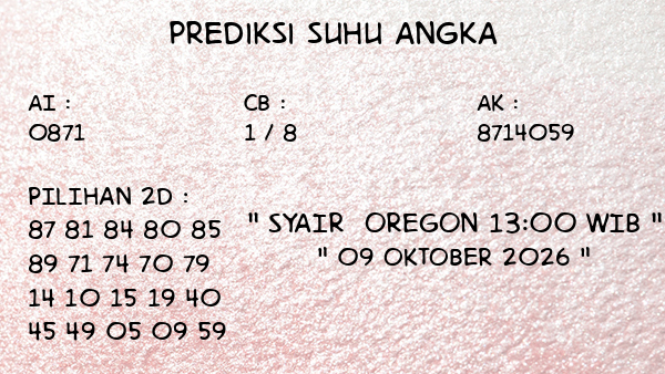 Prediksi Oregon 13:00 WIB