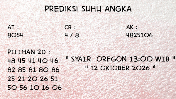 Prediksi Oregon 13:00 WIB