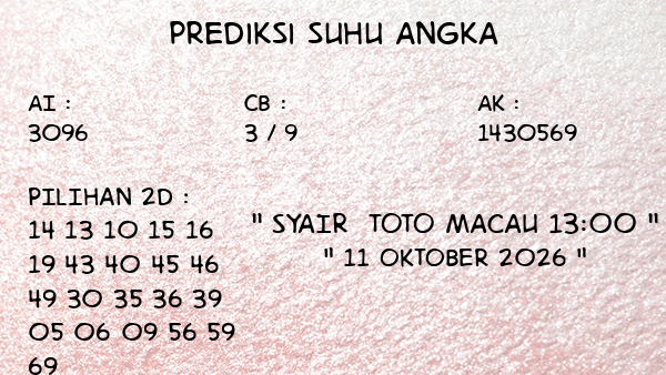 Prediksi Toto Macau 13:00