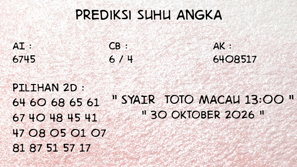 Prediksi Toto Macau 13:00