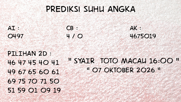 Prediksi Toto Macau 16:00