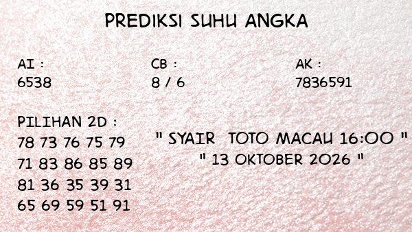 Toto Macau 16:00 Selasa