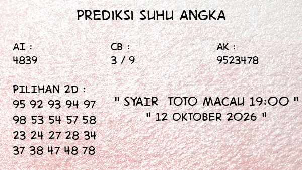 Toto Macau 19:00 Senin